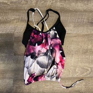 CALIA Black Floral Athletic Tank Top XS